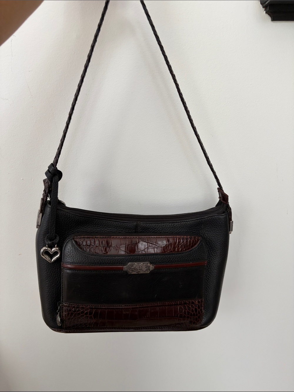 Vintage Black and Brown Leather Shoulder Bag